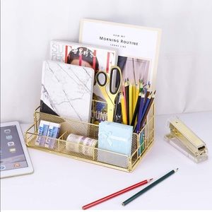 Gold Desk Organizer or Makeup Holder
